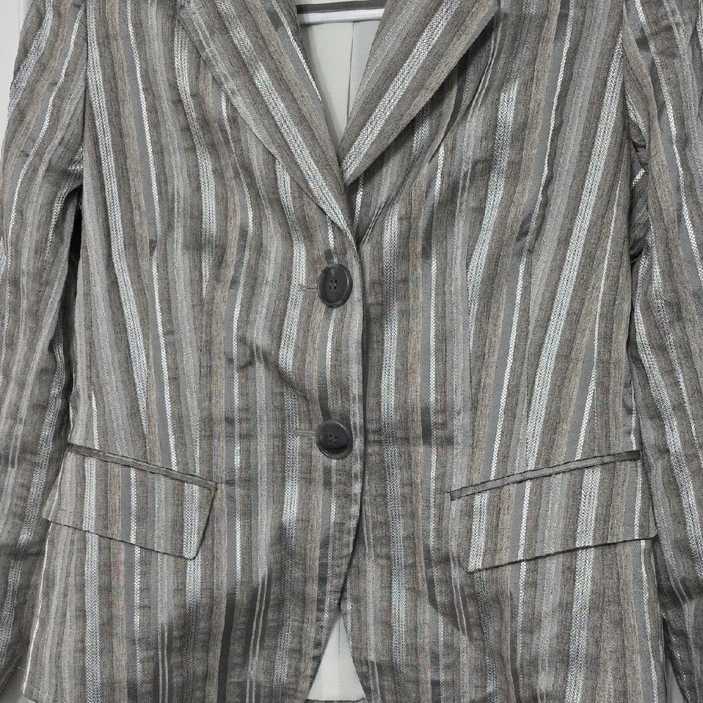 Lafayette 148 New York Metallic Striped Blazer - Picture 2 of 11